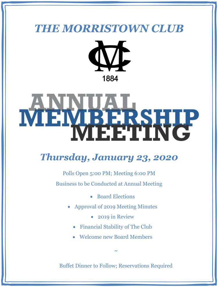 Calendar Events The Morristown Club